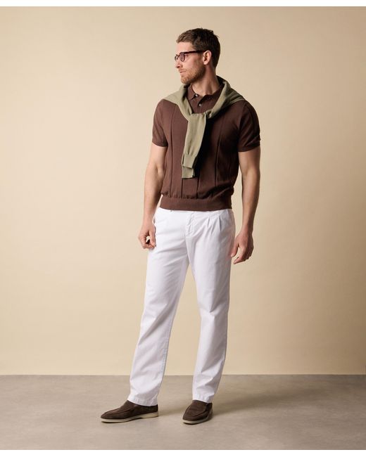 Brooks Brothers Brown Cotton Linen Knit-Polo for men