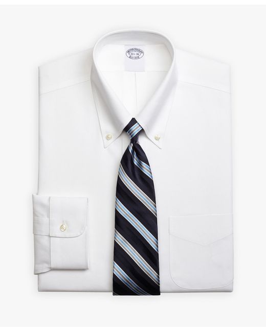 White Traditional Fit Stretch Supima Cotton Non-iron Dress Shirt With Button-down Collar Brooks Brothers de hombre