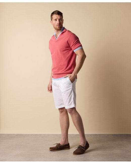 Brooks Brothers Red Open Collar Piqué Knit Polo for men