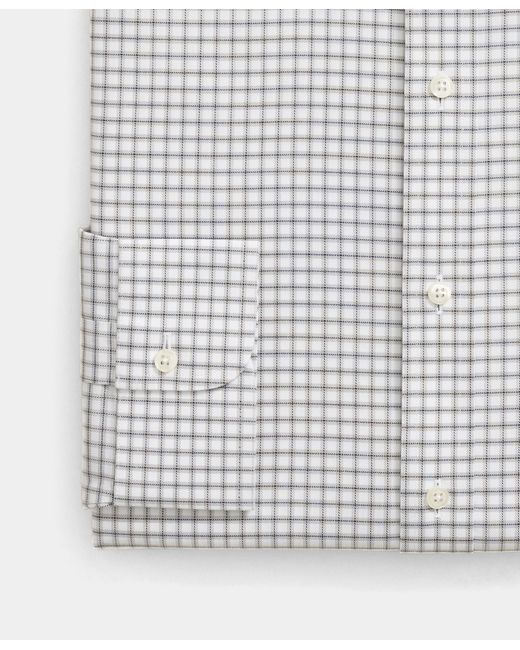Brooks Brothers Gray Regular Fit Non-Iron Checked Supima Cotton Shirt With Ainsley Collar for men