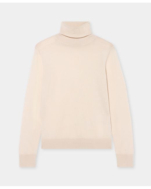 Brooks Brothers Natural Relaxed Diamond Merino Turtleneck Sweater