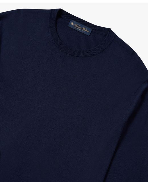 Navy Silk-cashmere Blend Crew-neck Sweater di Brooks Brothers in Blue da Uomo