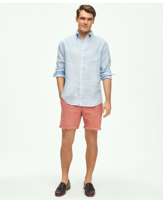 Brooks Brothers Pink 7" Cotton Canvas Cut-off Shorts for men