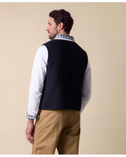 Brooks Brothers Blue Reversible Blackwatch Knit Vest for men