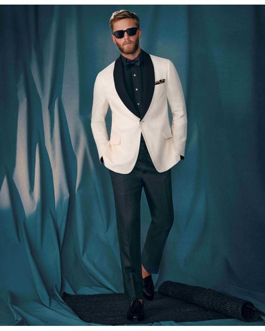 Brooks Brothers Black X Thomas Mason Cotton English Collar, Swiss Pleat Front Tuxedo Shirt for men
