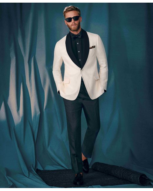 Brooks Brothers Black X Thomas Mason Cotton English Collar, Swiss Pleat Front Tuxedo Shirt for men