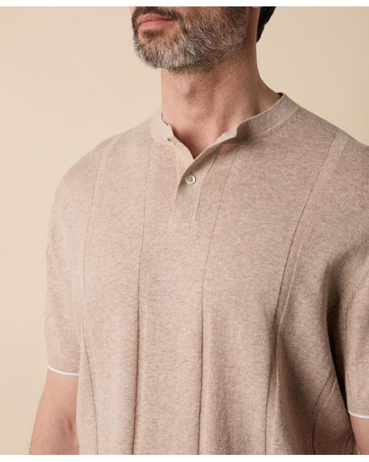 Brooks Brothers Natural Flat Rib Cotton-Linen Henley T-Shirt for men