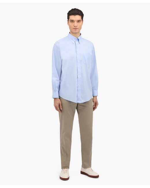 Light Blue Traditional Fit Stretch Supima Cotton Non-iron Dress Shirt With Button-down Collar Brooks Brothers de hombre