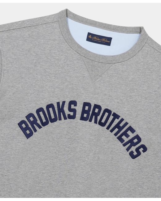 Brooks Brothers Gray Cotton Sweatshirt With Extended Logo Print for men