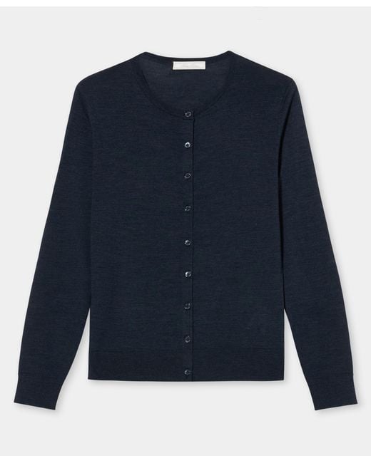 Brooks Brothers Blue Relaxed Diamond Merino Cardigan