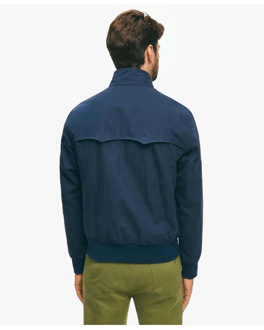Navy Harrignton Jacket In Cotton Blend di Brooks Brothers in Blue da Uomo