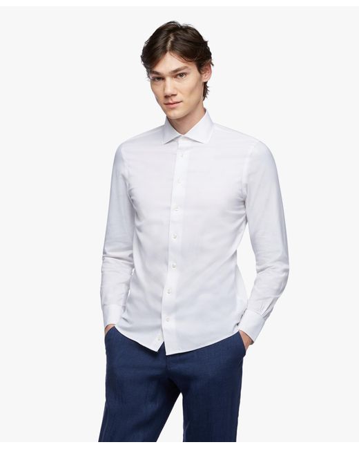 Camicia Bianca Slim Fit Non-iron Con Colletto Semi Francese da Uomo di Brooks  Brothers in Bianco | Lyst