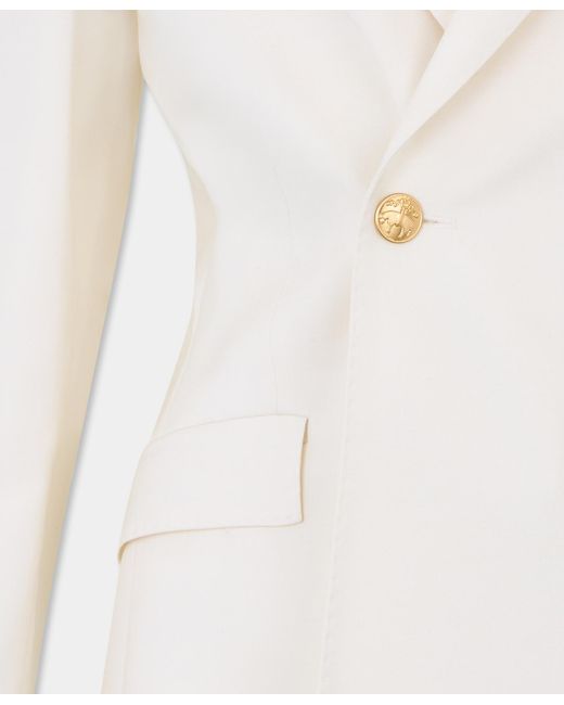 Brooks Brothers White Double Breasted Wool Blend Blazer With Buttons