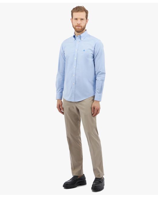 Blue Regular-fit Non-iron Stretch Cotton Shirt With Button-down Collar di Brooks Brothers da Uomo