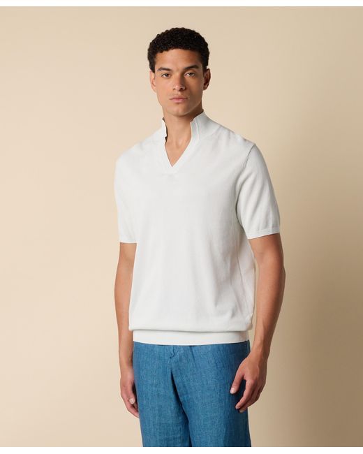 Brooks Brothers White Open Collar Piqué Knit Polo for men