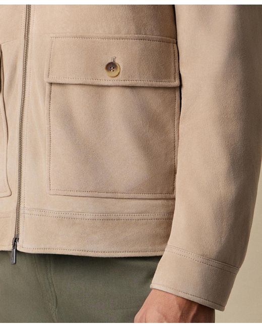 Brooks Brothers Natural Bomber Suede Jacket for men