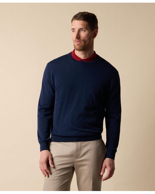 Brooks Brothers Blue Makò Cotton Crewneck Sweater for men