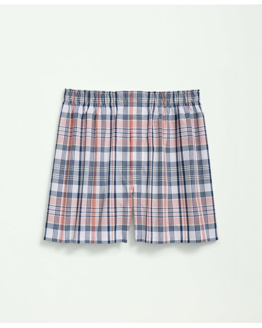 Brooks Brothers White Cotton Broadcloth Madras Boxers for men
