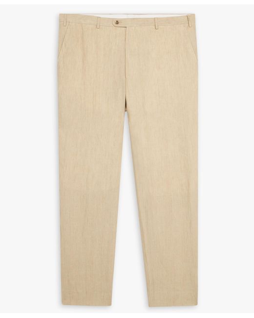 Beige Linen Trousers Brooks Brothers de hombre de color Natural