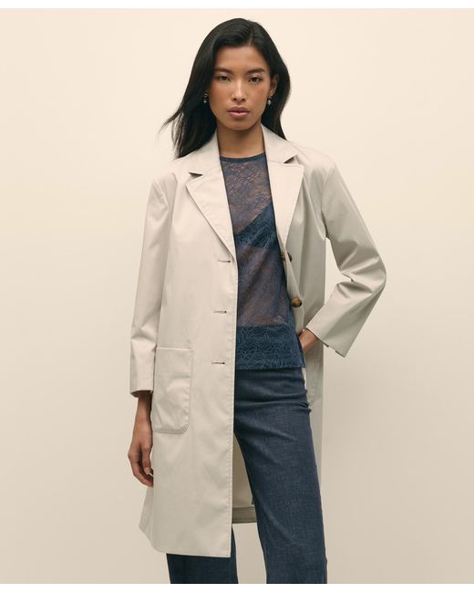 Brooks Brothers Natural Single-Breasted Taffeta Coat