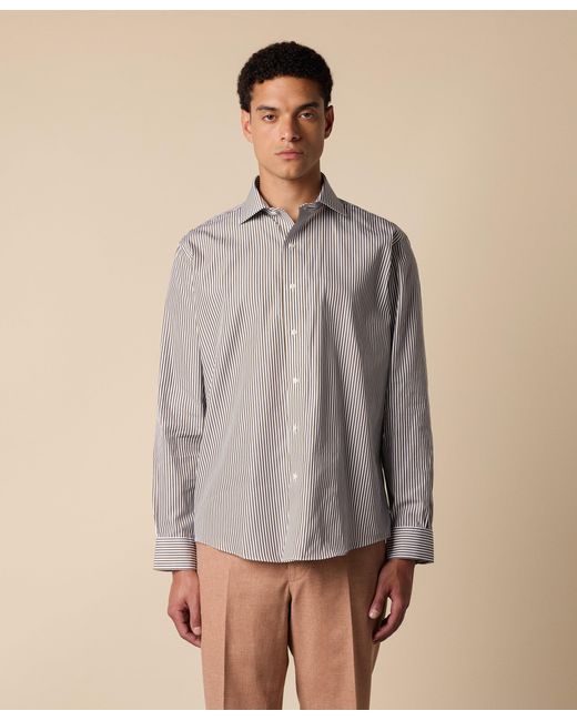 Brooks Brothers Gray Regular Fit Cotton Shirt With English Collar for men