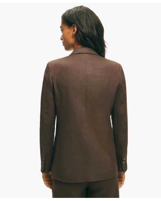 Dark Brown Linen One-button Jacket di Brooks Brothers