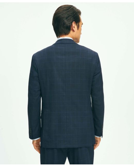 Brooks Brothers Blue Explorer Collection Classic Fit Wool Checked Suit Jacket for men