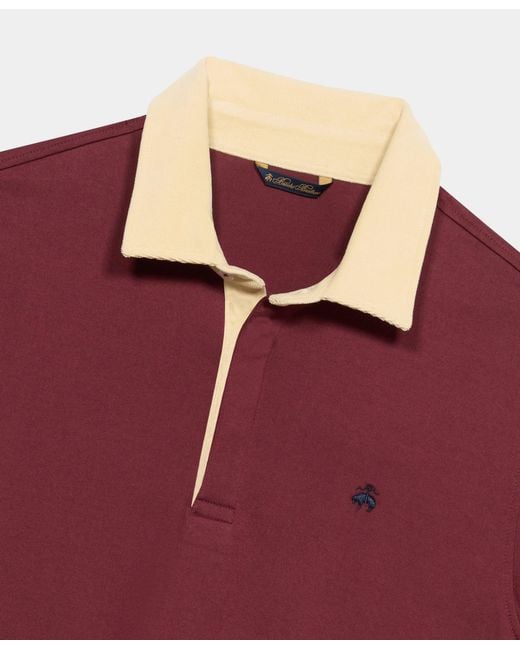 Brooks Brothers Red Rugby Polo With Corduroy Collar for men