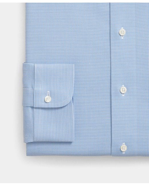 Brooks Brothers Blue Regular Fit Non-Iron Dobby Supima Cotton Shirt With Ainsley Collar for men