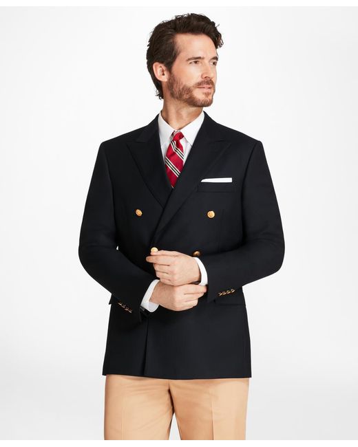 Brooks Brothers Blue Country Club Regent Fit Saxxontm Wool Double-breasted Blazer for men