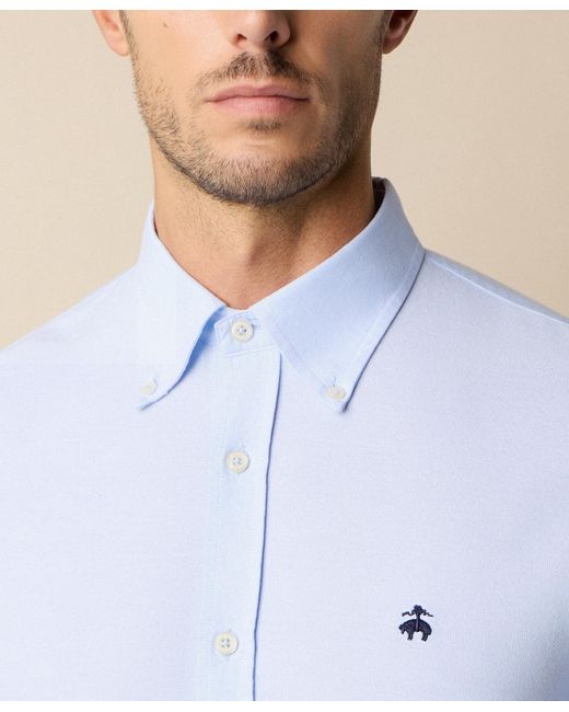 Brooks Brothers Blue Slim Fit Oxford Shirt With Button Down Collar for men