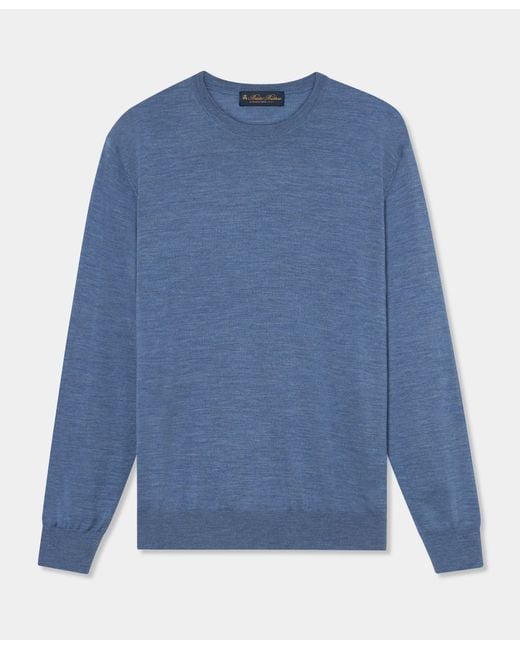 Brooks Brothers Blue Merino Wool Crewneck Sweater for men