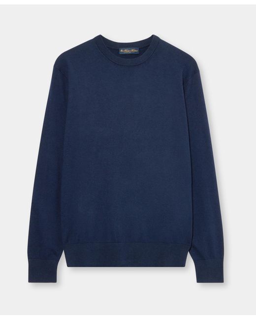 Brooks Brothers Blue Plain Cotton Crewneck for men
