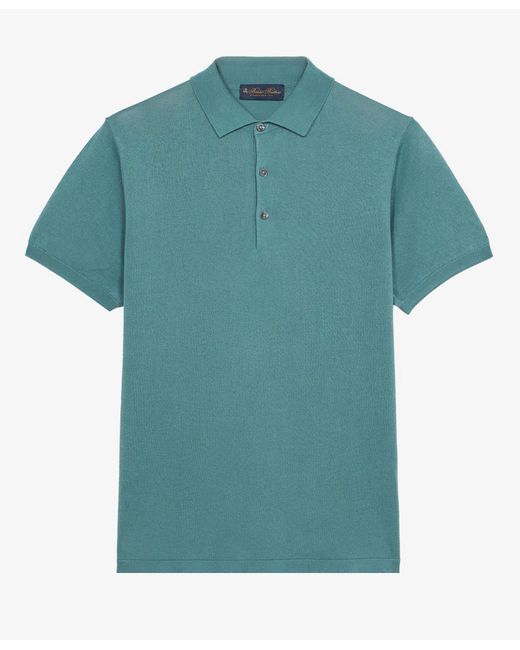 Sage Silk-cashmere Blend Polo Shirt di Brooks Brothers in Blue da Uomo