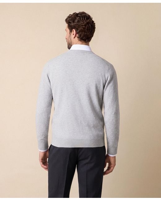 Brooks Brothers Gray Lambswool Cardigan With Logo for men