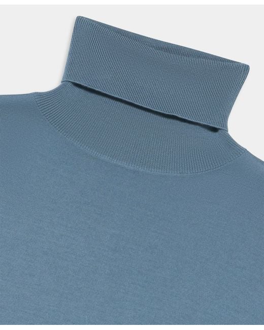 Brooks Brothers Blue Relaxed Diamond Merino Turtleneck Sweater
