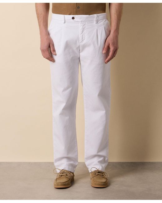 Brooks Brothers White Double Pleat Trousers for men