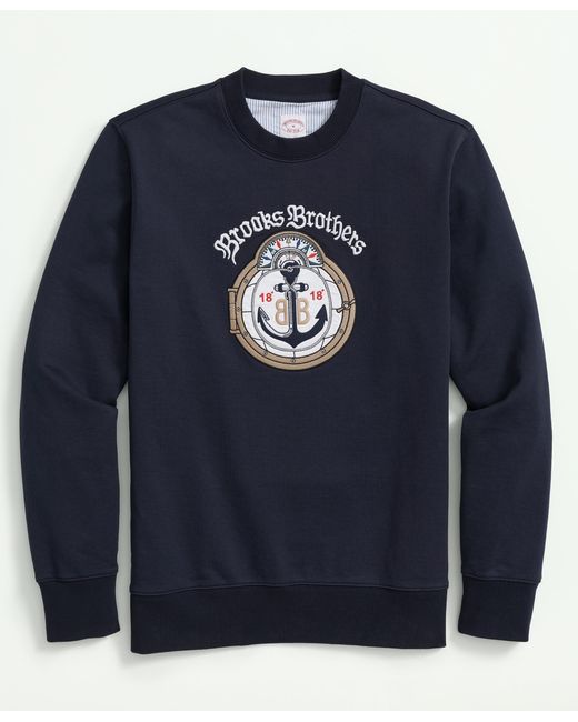 Brooks Brothers Blue Vintage-inspired Emblem Sweatshirt In French Terry Cotton for men