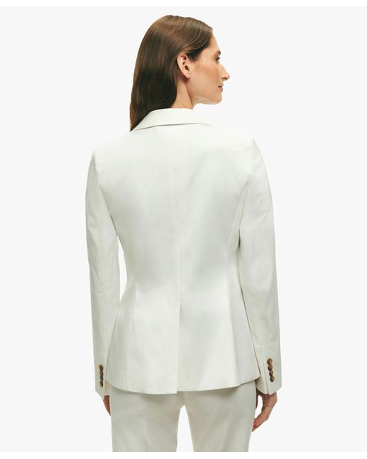 White Peak Lapel Cotton Sateen Jacket di Brooks Brothers