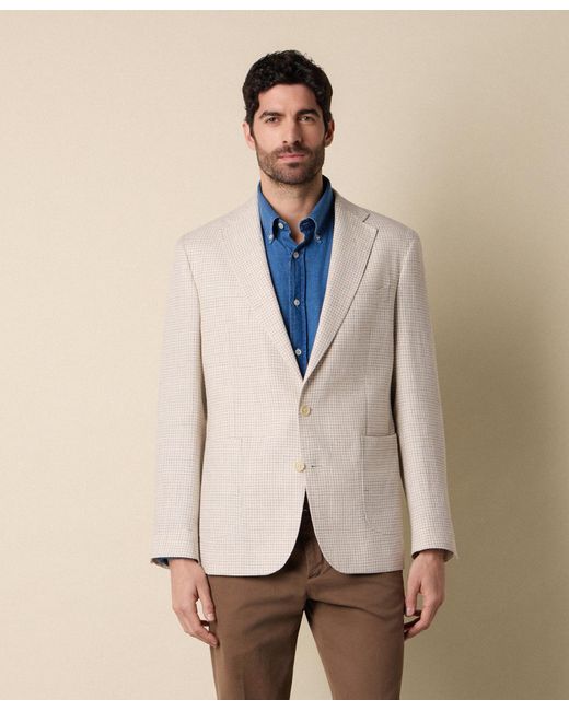 Brooks Brothers White Pied De Poule Linen-Wool Blazer for men