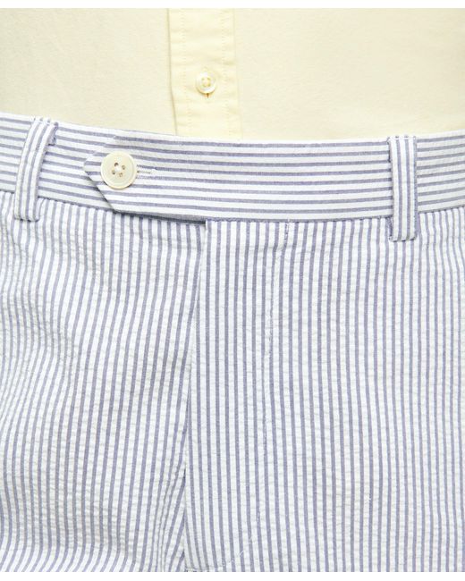 Brooks Brothers White Regular Fit Cotton Seersucker Pants In Classic Stripe for men