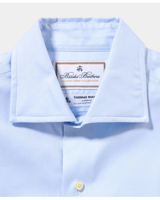 Brooks Brothers Blue Thomas Mason Regular Fit Shirt With English Spread Collar for men