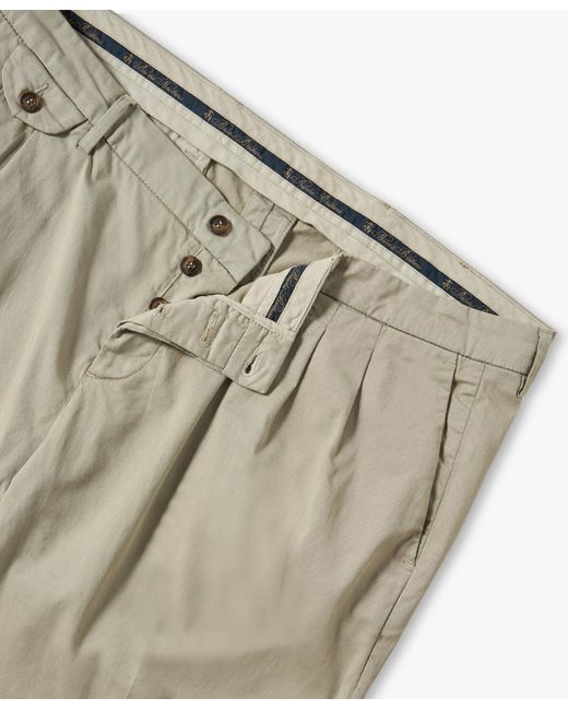 Pantalón Chino Caqui De Corte Regular En Algodón Con Doble Pinza Brooks Brothers de hombre de color Natural