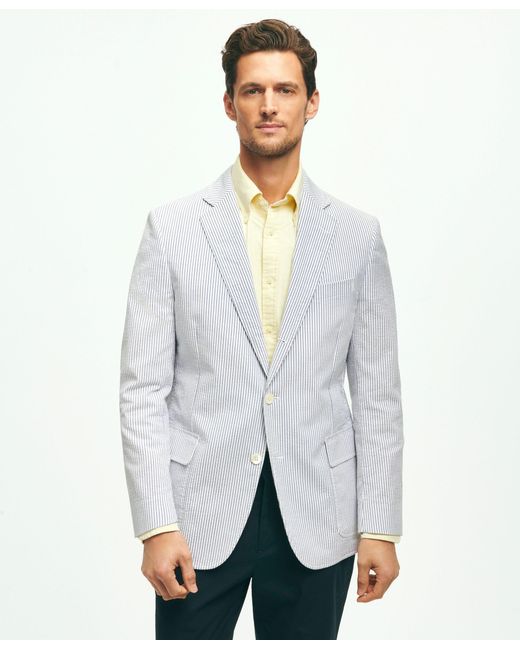 Brooks Brothers White Classic Fit Archive-inspired Seersucker Sport Coat In Cotton for men