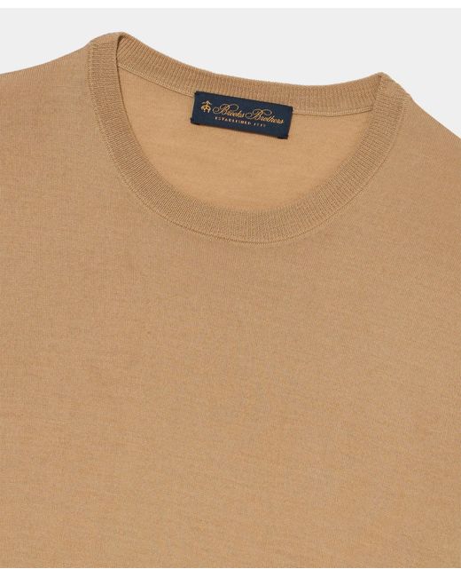 Brooks Brothers Natural Merino Wool Crewneck Sweater for men