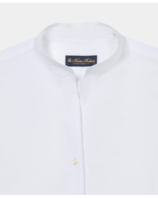 Brooks Brothers White Poplin Shirt With Stand Collar