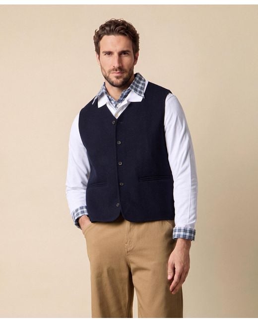 Brooks Brothers Blue Reversible Blackwatch Knit Vest for men
