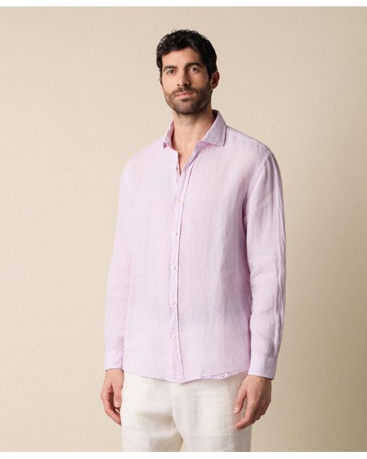 Brooks Brothers Pink Regular Fit Linen Shirt With Spread Collar for men