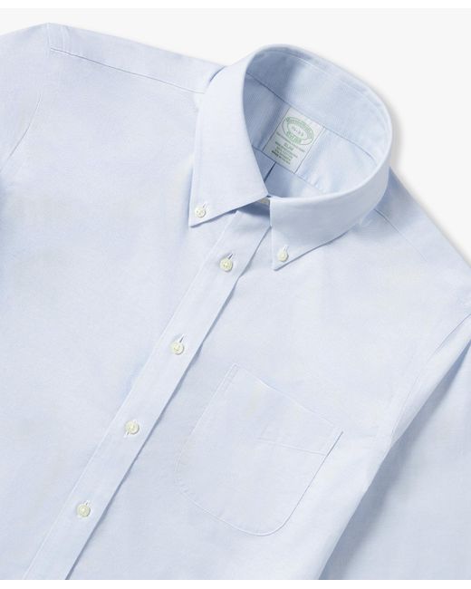 Brooks Brothers Blue Light Slim Fit Non-Iron Stretch Cotton Shirt With Button-Down Collar for men