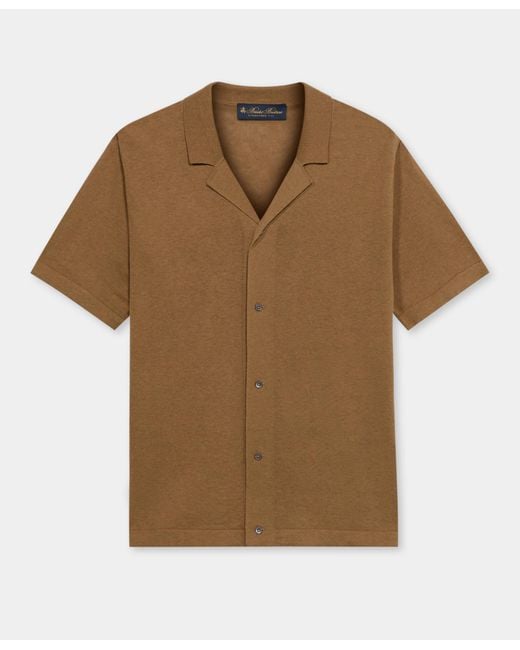 Brooks Brothers Brown Cotton-Linen Knit Polo Shirt for men